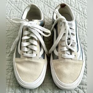 VANS-Old Skool Pro-Cream/Silver-Low Top-Skateboard Shoes-Men 5.5 Women 6.5 Kid 6